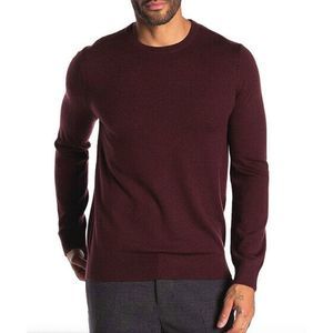 Theory Burgundy Riland Wool Blend V Neck Sweater